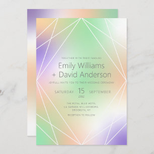 Iridescent Pastel Diamond Inspired Modern  Invitation