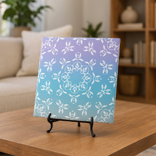 Iridescent Pastel Purple Teal Ombre Elegant Ornate Tile