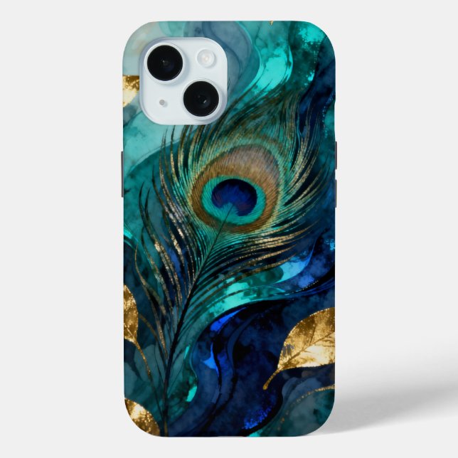 Iridescent Peacock Feather Abstract Case-Mate iPhone Case (Back)