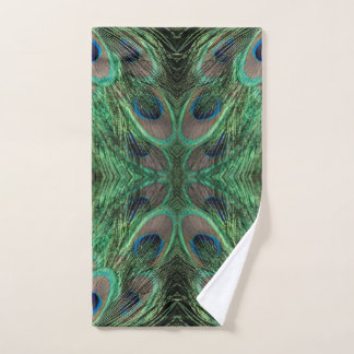 Iridescent Peacock Feather Hand Towel