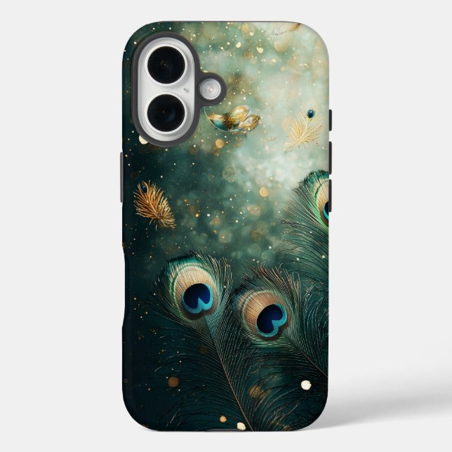Iridescent Peacock Feather Luxe Phone Case (Back)