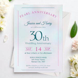 Iridescent Pearl 30th wedding anniversary Invitation