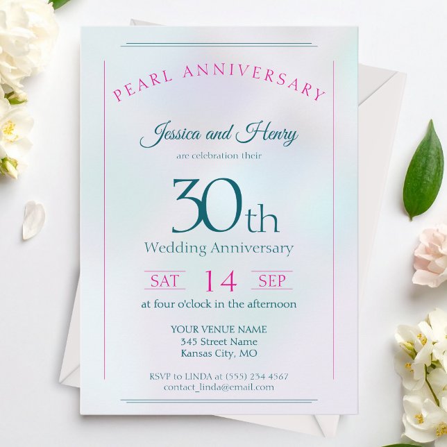 Iridescent Pearl 30th wedding anniversary Invitation (Creator Uploaded)