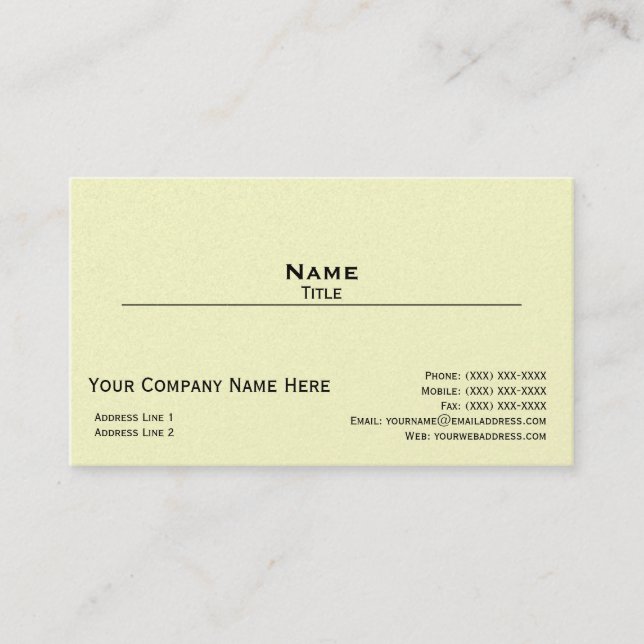 Iridescent Pearl Finish Business Card (Style 3) (Front)