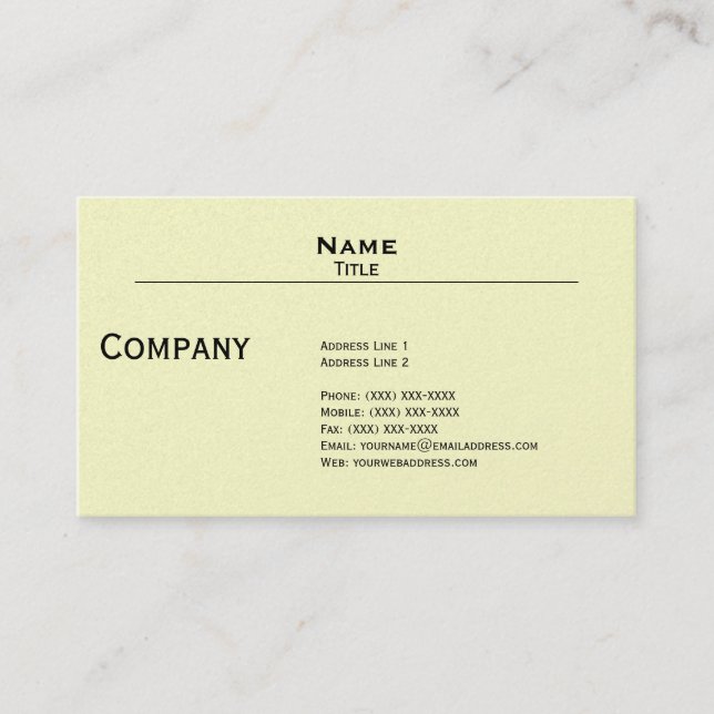 Iridescent Pearl Finish Business Card Template (Front)