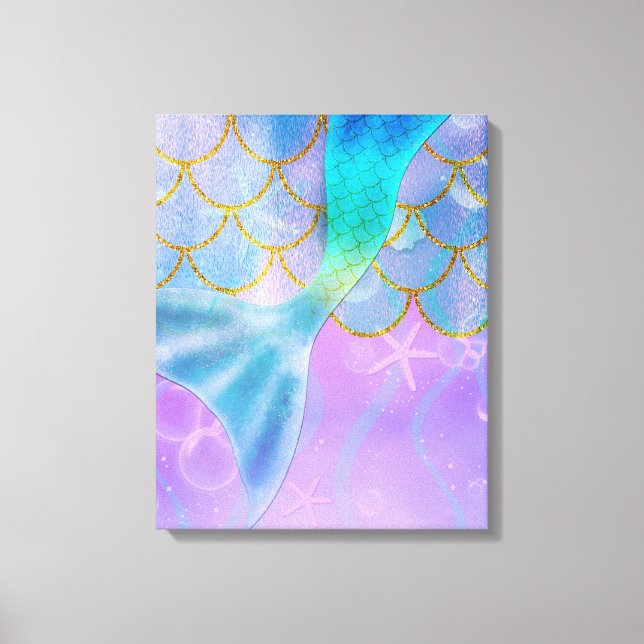 Iridescent Pearl Shimmer Sparkle Mermaid Tail Canvas Print (Front)