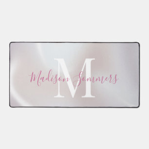 Iridescent Pearlescent Monogrammed Desk Mat