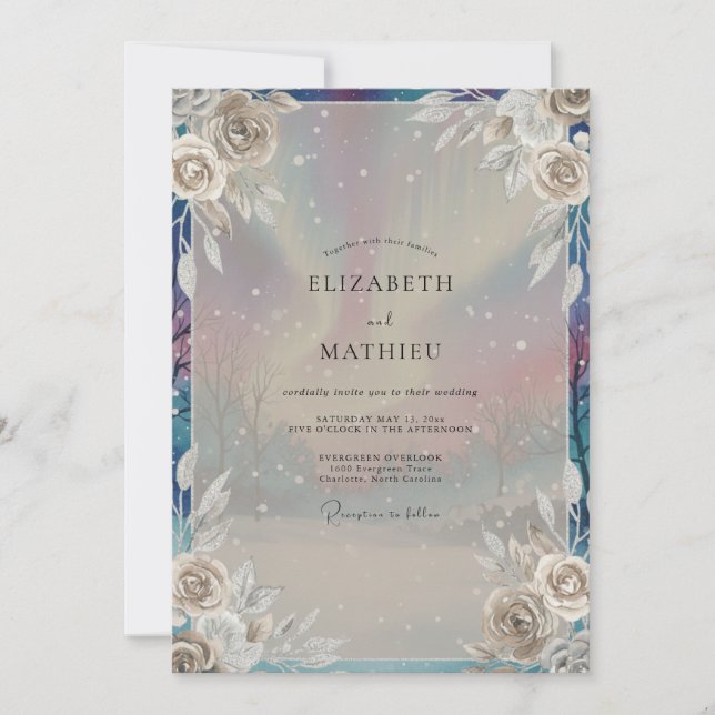 Iridescent Peony Wedding Invitation (Front)