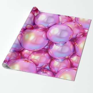 Iridescent Pink 3D Glossy Bubble Pattern Wrapping  Paper