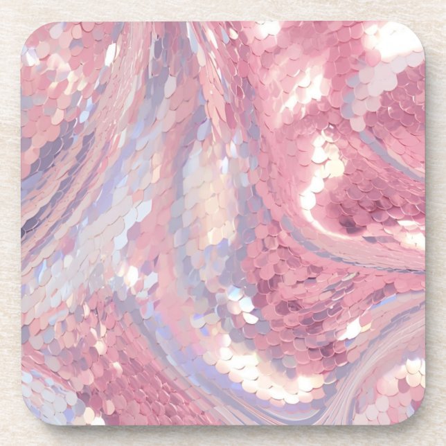 Iridescent Pink and Purple Beverage Coaster (Front)