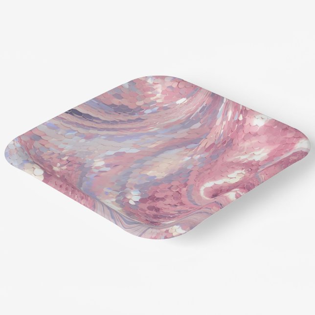 Iridescent Pink and Purple  Paper Plate (Angled)