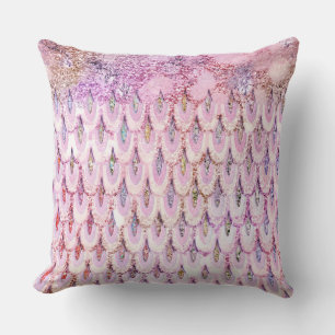 Iridescent pink Glitter Mermaid Fish Scales Cushion