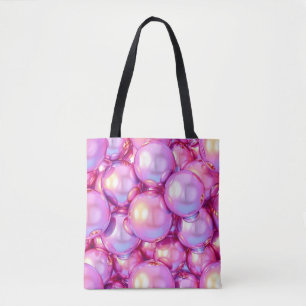 Iridescent Pink Glossy 3D Bubble Pattern Aesthetic Tote Bag