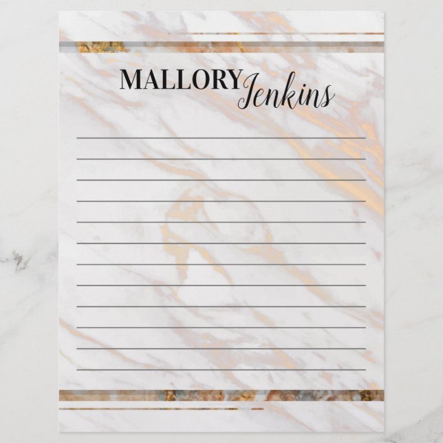 Iridescent Pink Marble Custom Letterhead (Front)