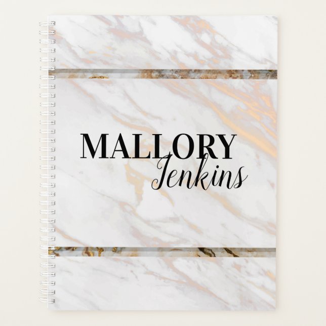Iridescent Pink Marble Planner (Front)