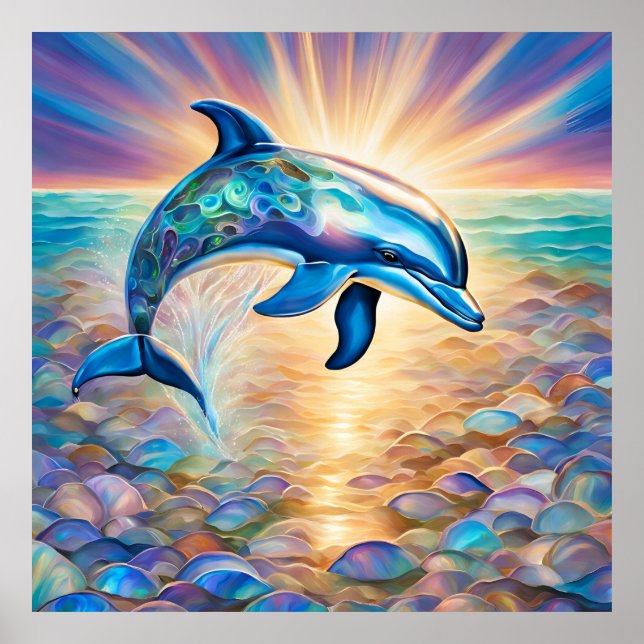 Iridescent Playful Dolphin Poster (Front)