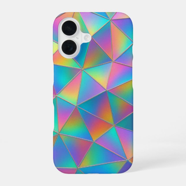 Iridescent Polygon iPhone 16 Case (Back)