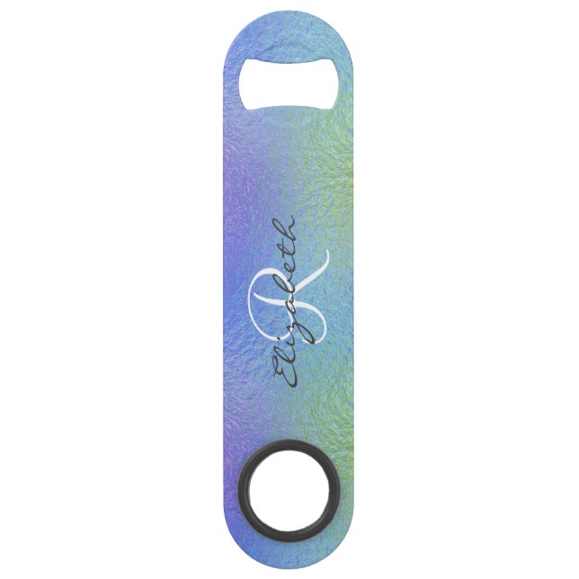 Iridescent Pretty Hologram Monogram Stylish (Front)