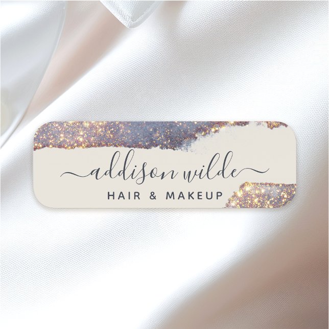 Iridescent Purple Gold Glam Glitter Name Tag (Creator Uploaded)