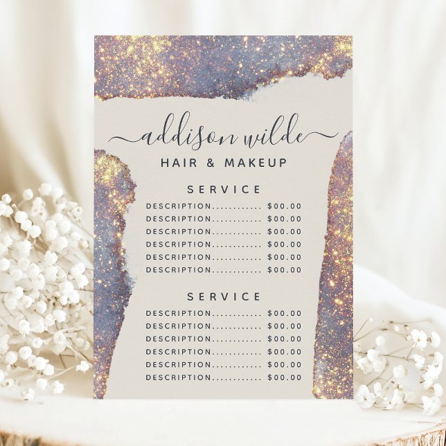 Iridescent Purple Gold Glam Glitter Service Price Menu (Creator Uploaded)