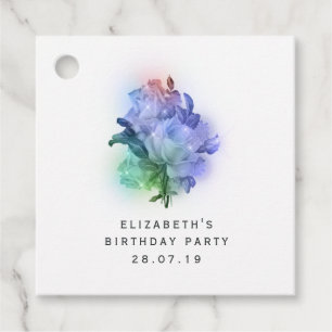Iridescent Purple Roses and Lace Favour Tags