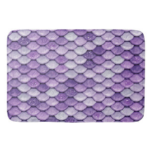 Iridescent Purple Shiny Glitter Mermaid Scales Bath Mat