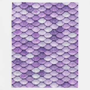 Iridescent Purple Shiny Glitter Mermaid Scales Fleece Blanket