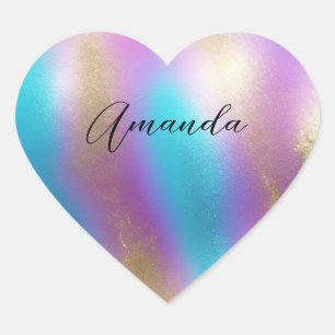 Iridescent Rainbow Glam Heart Sticker