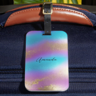 Iridescent Rainbow Glam Luggage Tag