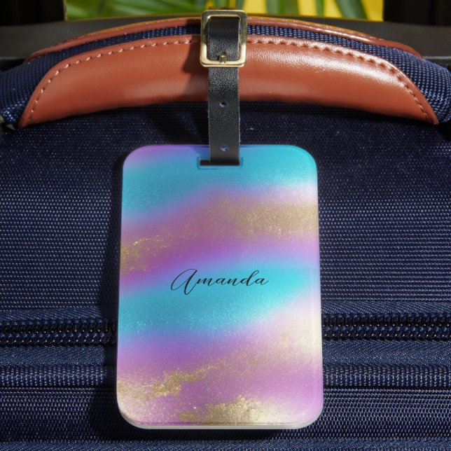Iridescent Rainbow Glam Luggage Tag (Front Insitu 2)