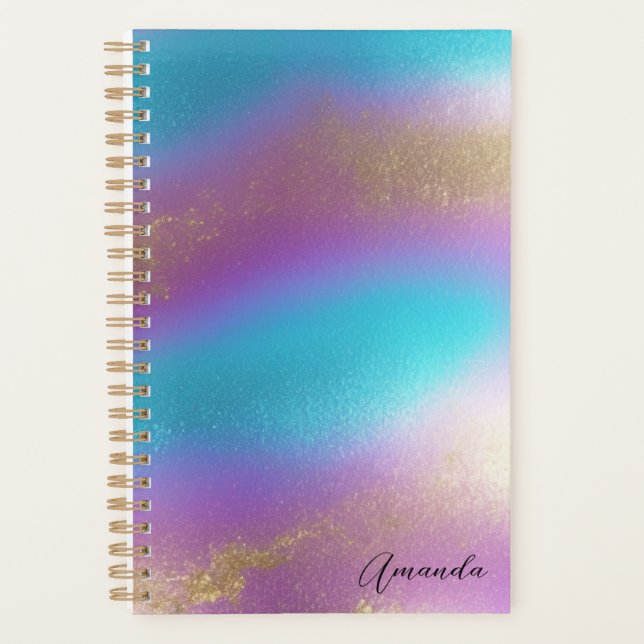 Iridescent Rainbow Glam Planner (Front)