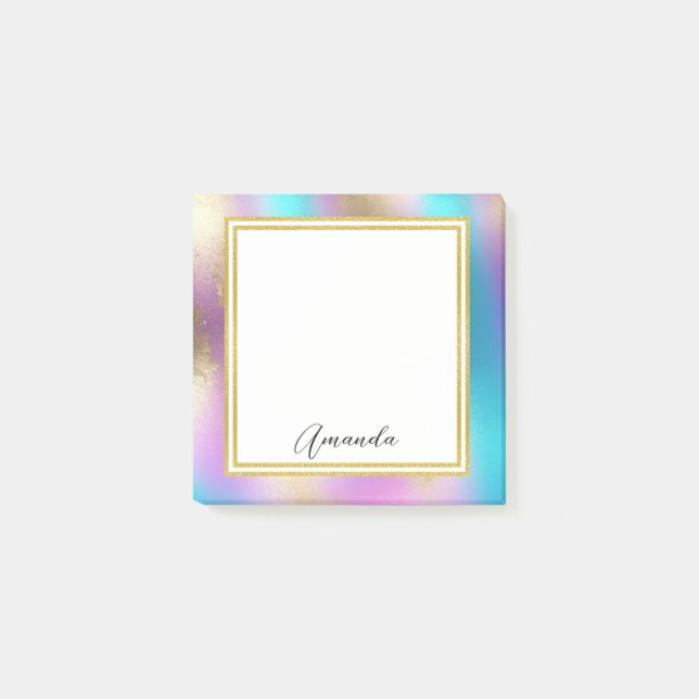 Iridescent Rainbow Glam Post-it Notes (Front)
