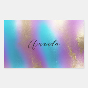 Iridescent Rainbow Glam Rectangular Sticker