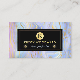 Iridescent Rainbow Gradient and Gold Foil Strata Business Card