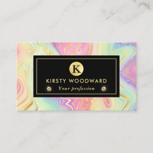 Iridescent Rainbow Gradient and Gold Foil Strata Business Card