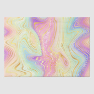 Iridescent Rainbow Gradient and Gold Foil Strata Tissue Paper