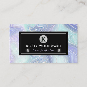 Iridescent Rainbow Gradient and Silver Foil Strat Business Card