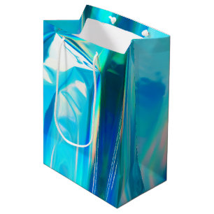 Iridescent Rainbow Metallic Pastel Aqua Medium Gift Bag