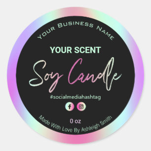 Iridescent Rainbow Soy Candle Labels