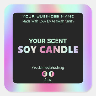 Iridescent Rainbow Soy Candle Labels