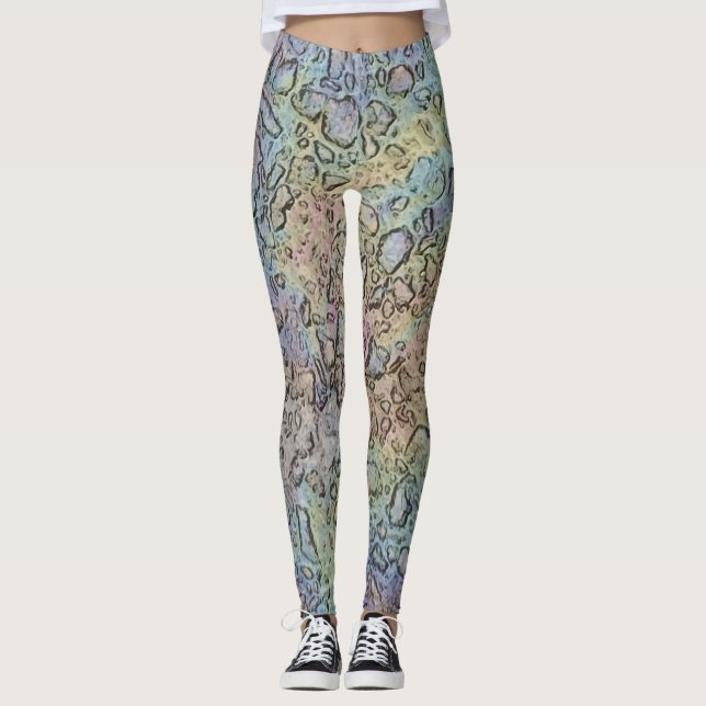Iridescent rainbow stone texture  leggings (Front)