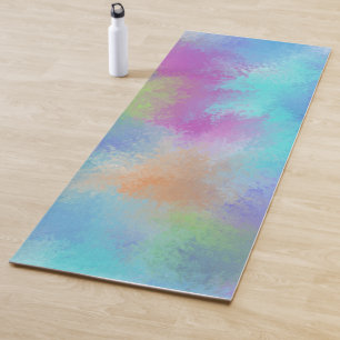 Iridescent Rainbow Watercolor Holi Abstraction Yoga Mat