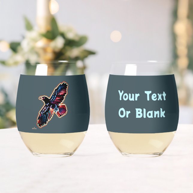 Iridescent Raven Stemless Wine Glass (Insitu (Wedding))