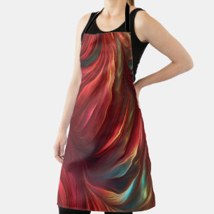 Iridescent Red Abstract Swirl Apron