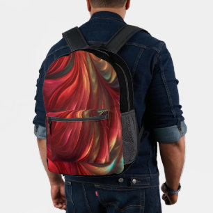Iridescent Red Abstract Swirl Printed Backpack