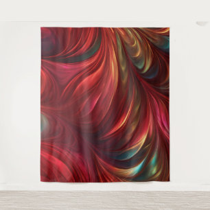 Iridescent Red Abstract Swirl Tapestry
