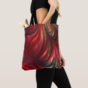 Iridescent Red Abstract Swirl Tote Bag