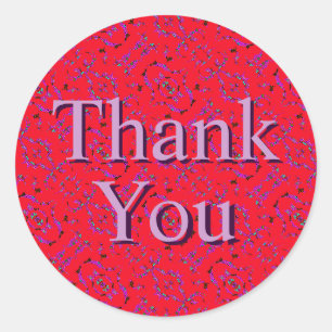 Iridescent Red Purple Pattern Thank You Stickers