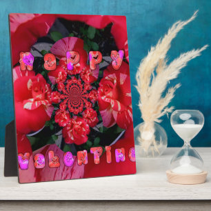 Iridescent Red Roses "Happy Valentine" Art Print Plaque