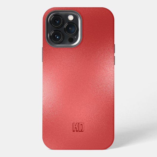Iridescent Red Texture Custom Monogram iPhone Case (Back)